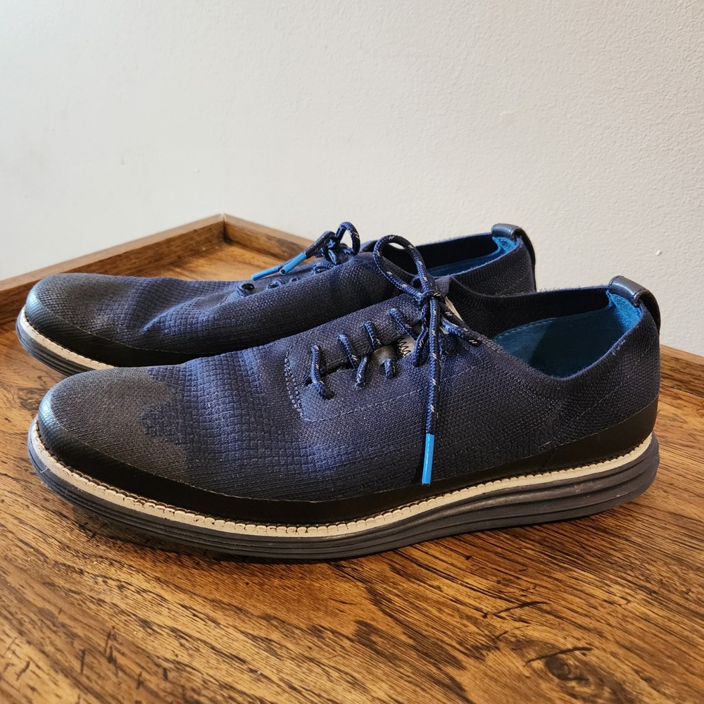 Cole Haan Dress Shoes Mens Size 10.5M Blue‎ Knit Oxford Weatherproof Lightweight